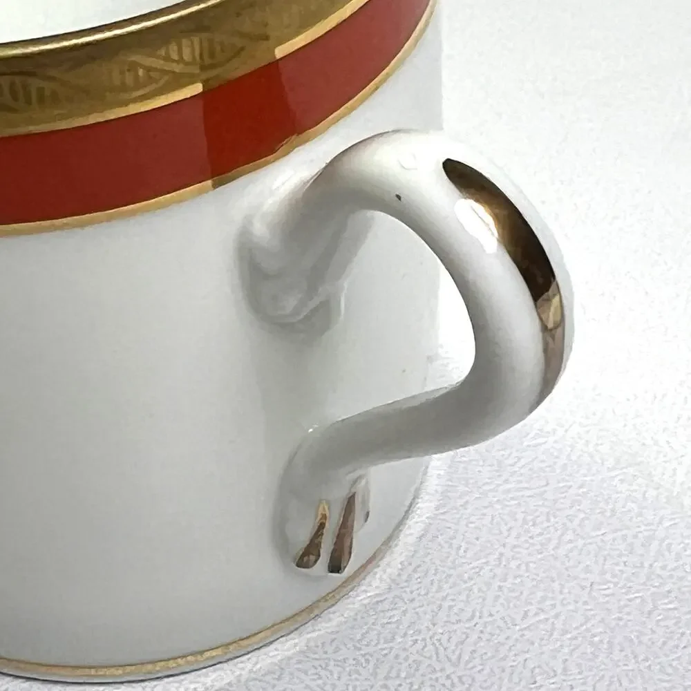 Richard Ginori 1735 Impero Palermo Rust Flat Demitasse Porcelain Cup Saucer Set